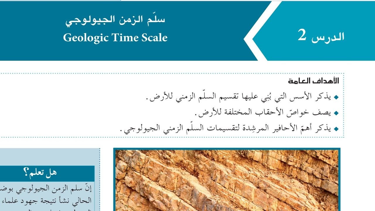 شرح وحل اسئلة درس سلم الزمن الجيولوجي جيولوجيا الصف 11 علمي الفترة الثانية المنهاج الكويتي الجديد 