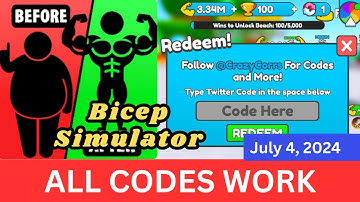 *All CODES WORK* Bicep Simulator ROBLOX, July 4, 2024