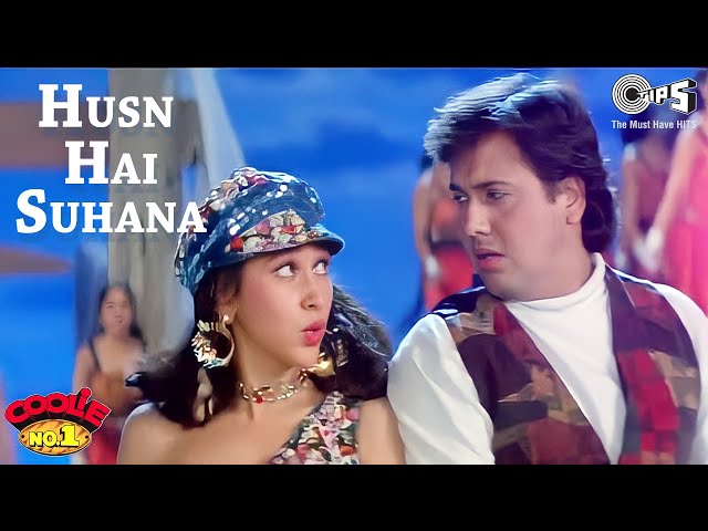 Husn Hai Suhana | Coolie No. 1 | Govinda & Karisma Kapoor | Abhijeet & Chandana Dixit | 90's Hits class=