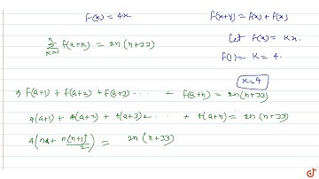 The natural number a for which `sum_(k=1)^nf(a+k)=2n(33+n)` where the function f satisfies the