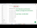 Air Pollution and Control Assignment Answers Week 11