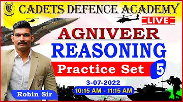 Reasoning |  Practice Set - 5 | Robin Tomar Sir | Cadets Defence Academy