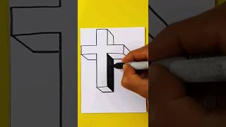 🔥Dibujos 3D 👉 Como Dibujar en 3D  La Cruz de Jesús #shorts #dios #jesus