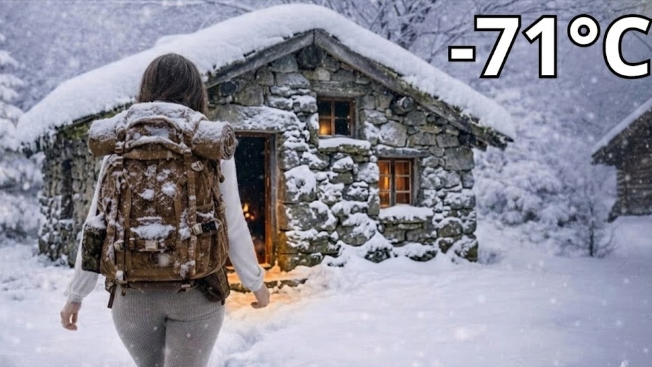 Winter Stone Hut Restoration: Solo Camping Overnight in the Freezing Forest