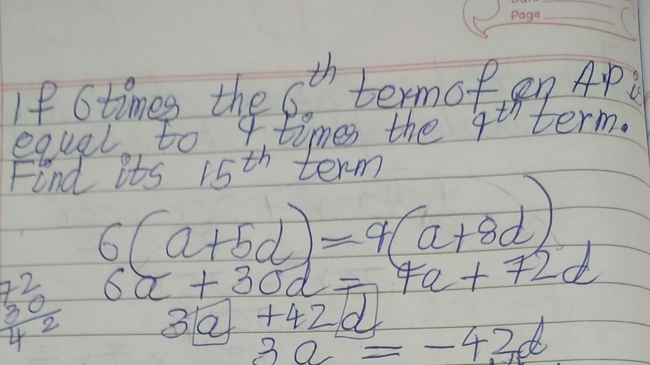 If 6 Times The 6th Term Of An Ap Is Equal To 9 Times The 9th Term Find 