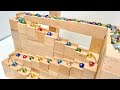 マーブルランレースASMR ☆ 小さな大工さん 長い長い階段を使ったオリジナルマーブルコース♪