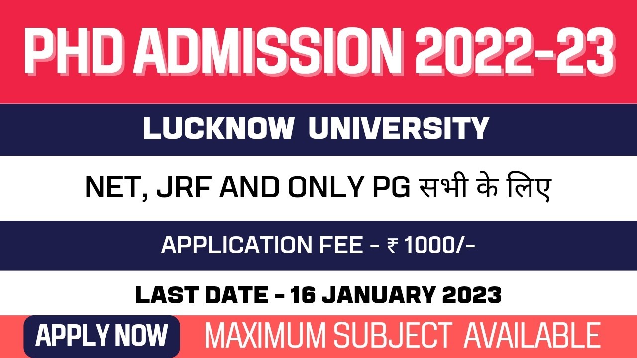 phd admission lucknow university