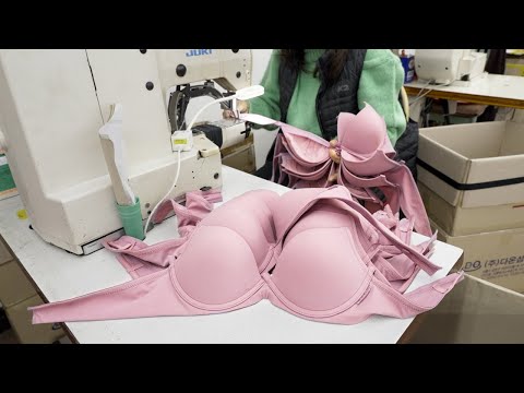 Wired Bra Manufacturing Process. Women's Underwear Factory in Korea
