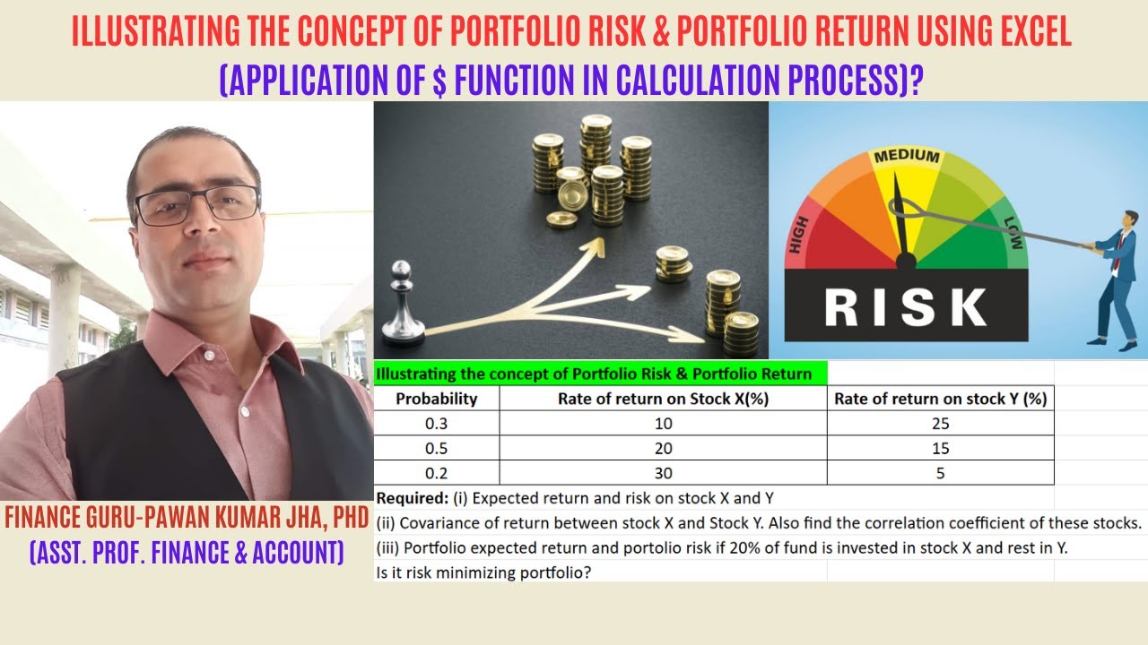 166.PORTFOLIO RISK & PORTFOLIO RETURN CALCULATION USING EXCEL||USE of ...