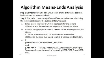 Artificial Intelligence - Means Ends Analysis by Deeba Kannan