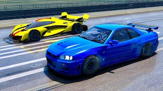 McLaren Solus GTR vs Monster Drag Nissan Skyline R34 V-Spec vs 80,000HP at Special Stage Route X