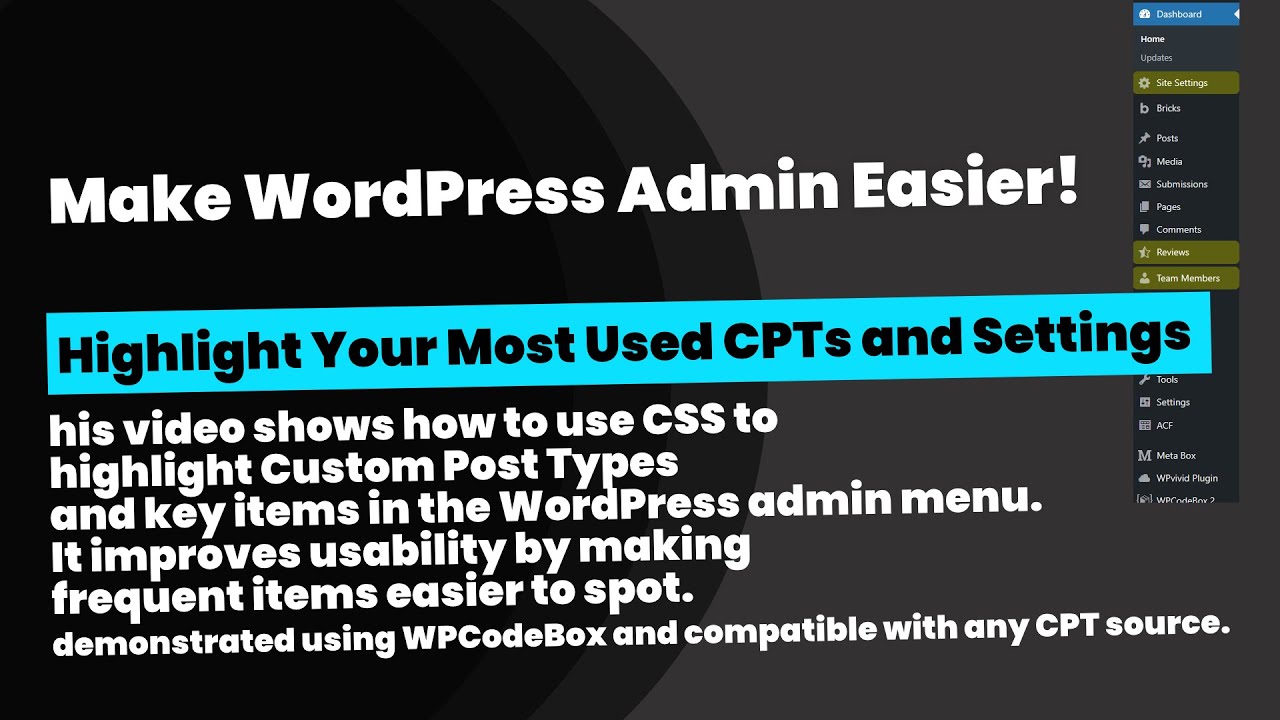 Highlight Custom Post Types in WordPress Admin Menu with CSS - YouTube