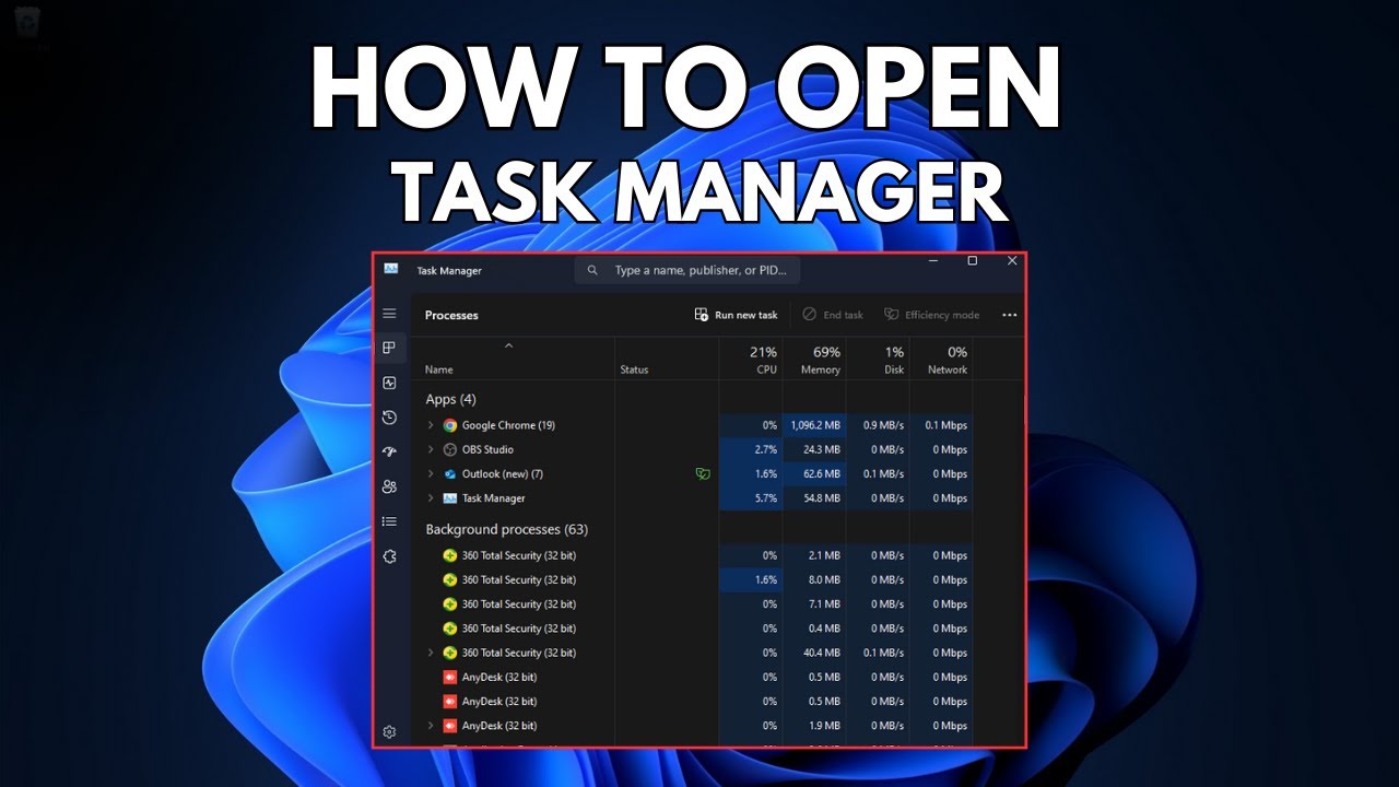 How To Open Task Manager In Different Ways In Windows 11 - YouTube