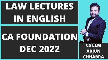 CA FOUNDATION ENGLISH CHANNEL | CLASSES | LECTURES | CA FOUNDATION LAW IN ENGLISH FOR DEC 22