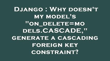 Django : Why doesn