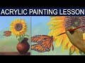 #Acrylic Painting Tutorial |  Sunflower and the Butterfly