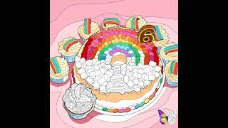 6th Birthday Girl Rainbow Birthday Cake With The Cupcake Birthday Rainbow Pics - Tap Color Pro screenshot 5