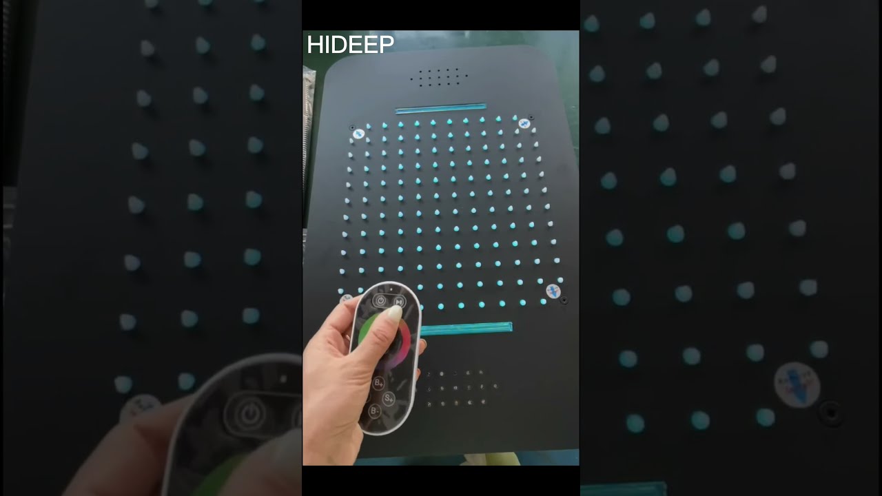 Test led shower head black color with music playback Bluetooth control speaker