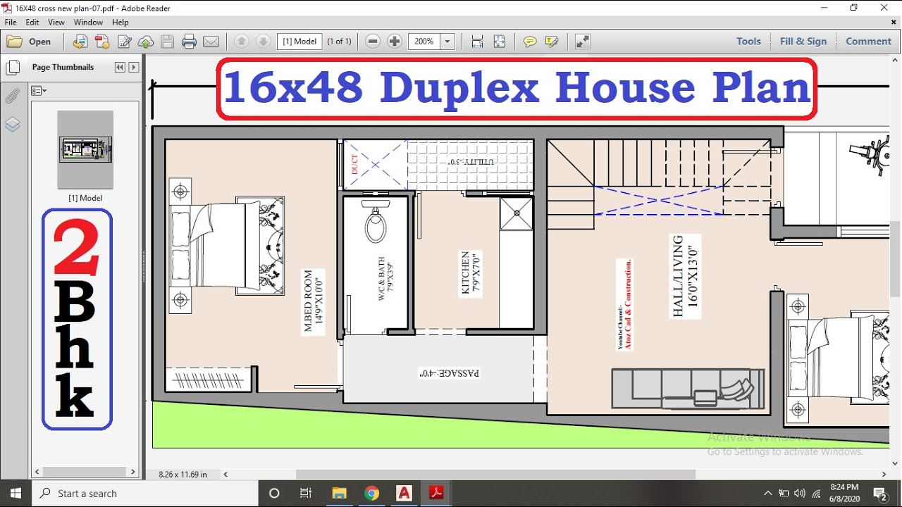 16x48 2bhk House Plan Design With Parking YouTube