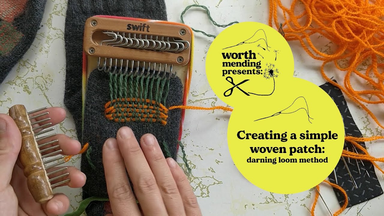 Visible Mending with a Darning Loom: How to Warp and Weave Two Ways 