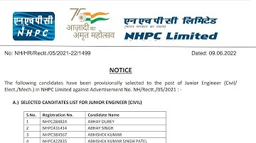 NHPC Result 2022 | NHPC JE Result 2022 | NHPC Junior Engineer Result 2022 | NHPC | @Examdrive