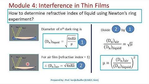 Refractive index of liquid using Newton