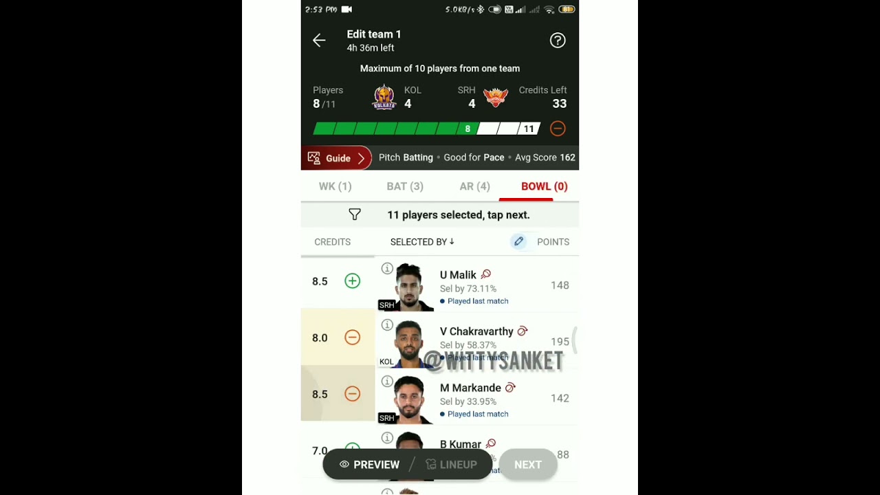 KOL vs SRH IPL Dream11 Prediction | Kolkata vs Hyderabad Dream11 Team | 