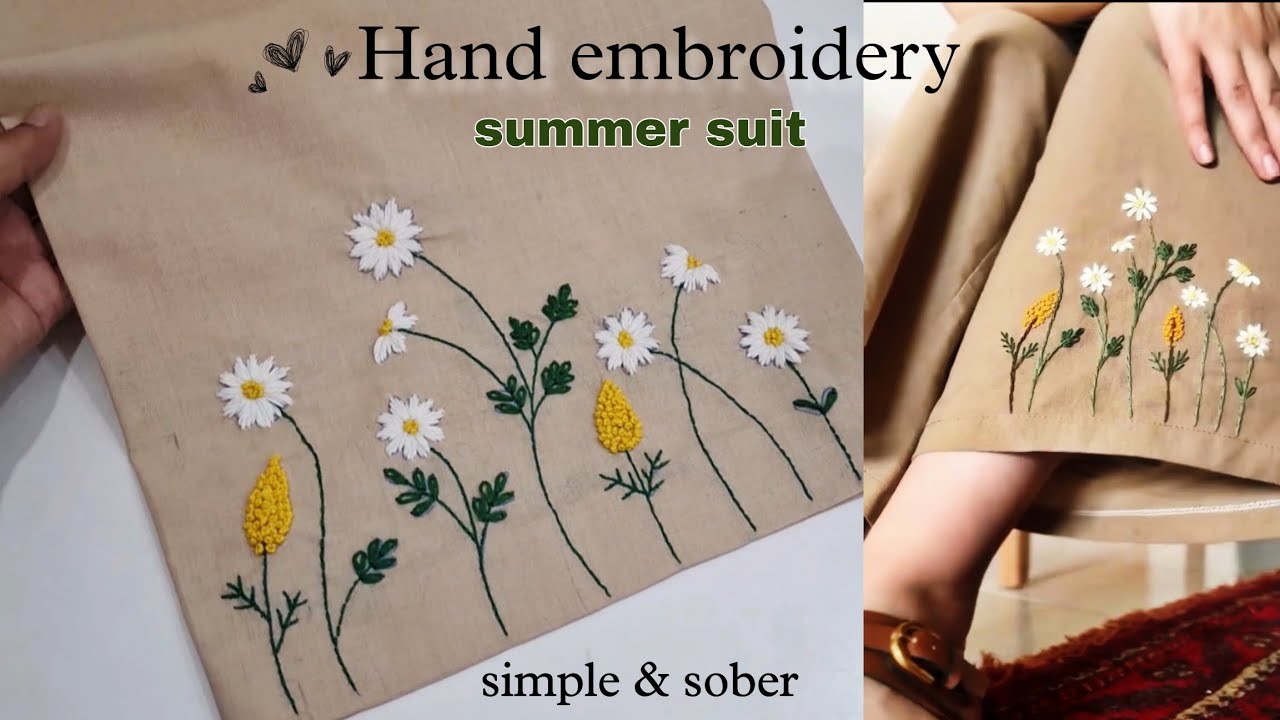 Easy Hand Embroidery Design 🥀 Trending Outfit Design ✨️ Handmade Designer Suit #embroidery #tutorial