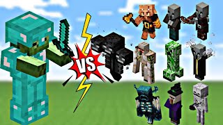 MINECRAFT ENCHANTED NETHERITE ARMOR ZOMBIE WITH SWORD VS MINECRAFT MOBS FIGHT||MINECRAFT MOB BATTLE|