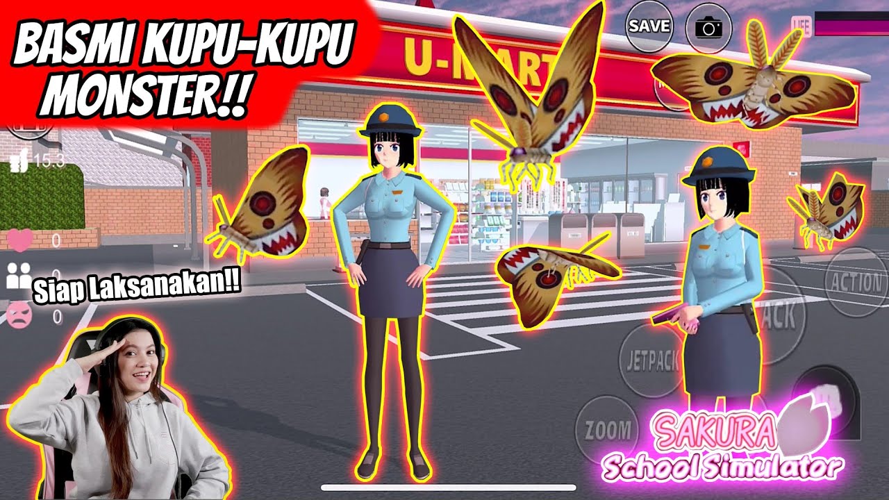 BASMI KUPU-KUPU MONSTER RAKSASA DI U-MART MINI MARKET!! SAKURA SCHOOL SIMULATOR INDONESIA - Part 3