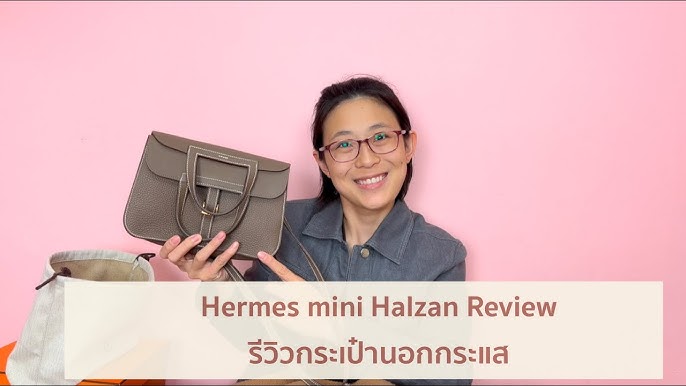 Hermes Halzan 25 Etoupe Bag Gold Hardware Clemence Leather – Mightychic