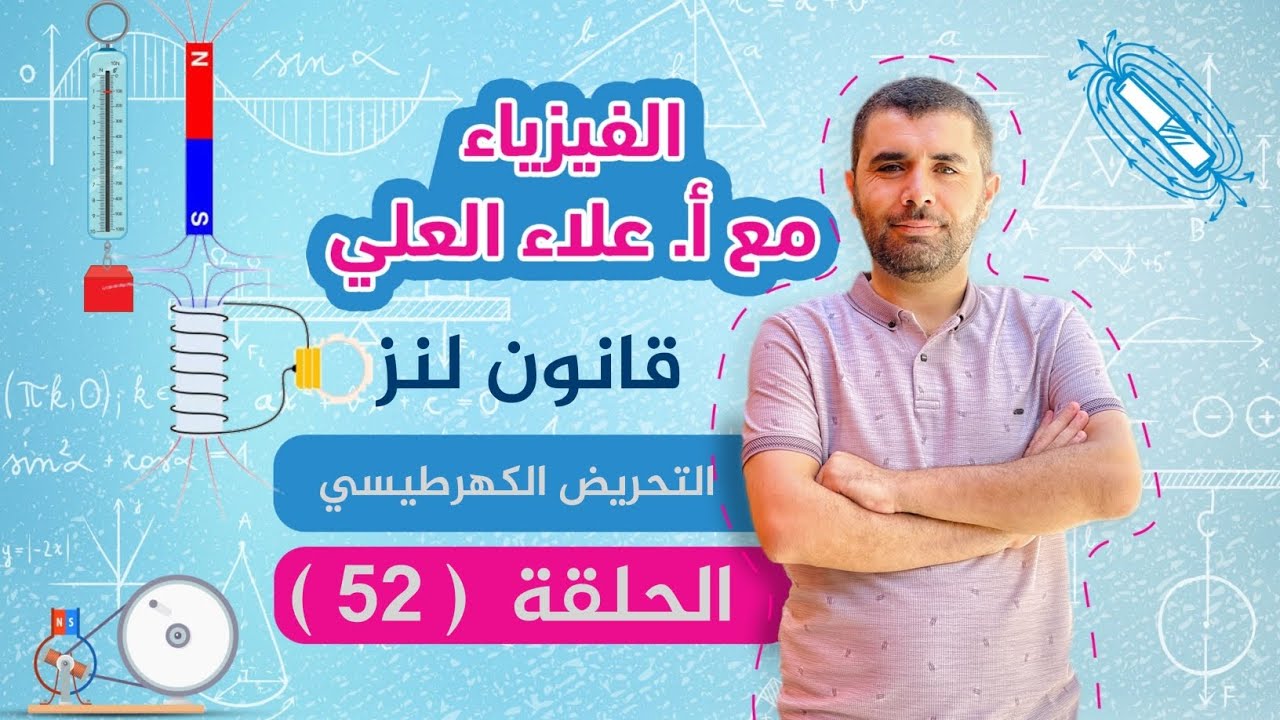 الحلقة 52 - التحريض الكهرطيسي - قانون لنز و قانون فارادي  شرح الفيزياء مع علاء العلي