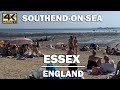 WALKING ALONG SOUTHEND ON SEA BEACH SUMMER TIME ENGLAND