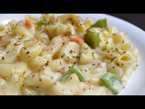 macaroni-pasta-in-white-sauce-|-cheesy-white-sauce-pasta-|-indian-style-white-sauce-pasta-recipe