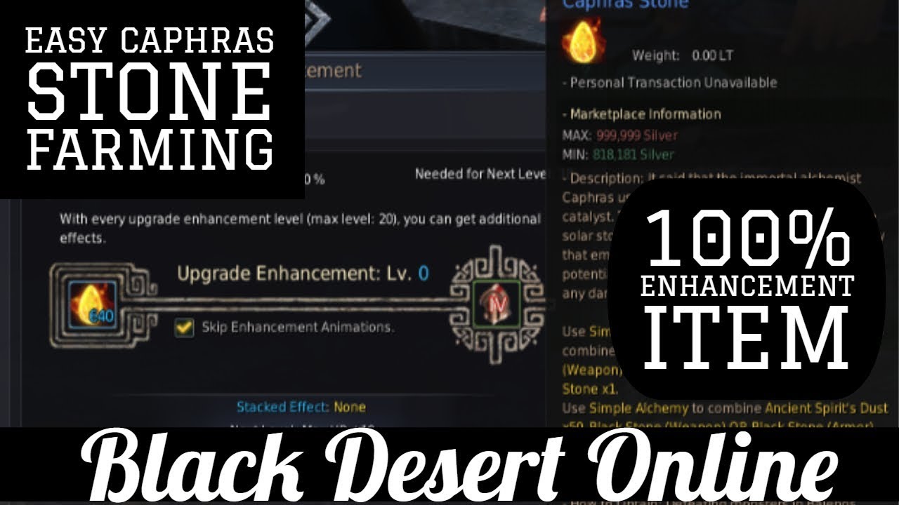 Black Desert Online Caphras Stone Chart