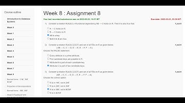 NPTEL INTRODUCTION TO DATABASE SYSTEMS | WEEK 8 QUIZ ASSIGNMENT SOLUTION |