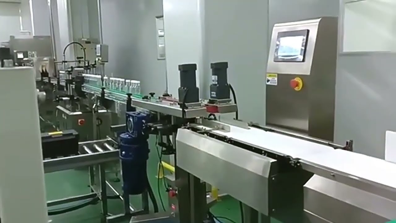 Bottles sticker labeling +bottles gripper belt +weight check