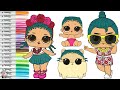 LOL Surprise Doll Coloring Book Page Family Coconut QT LIL Sister Luau and Coco Hammy