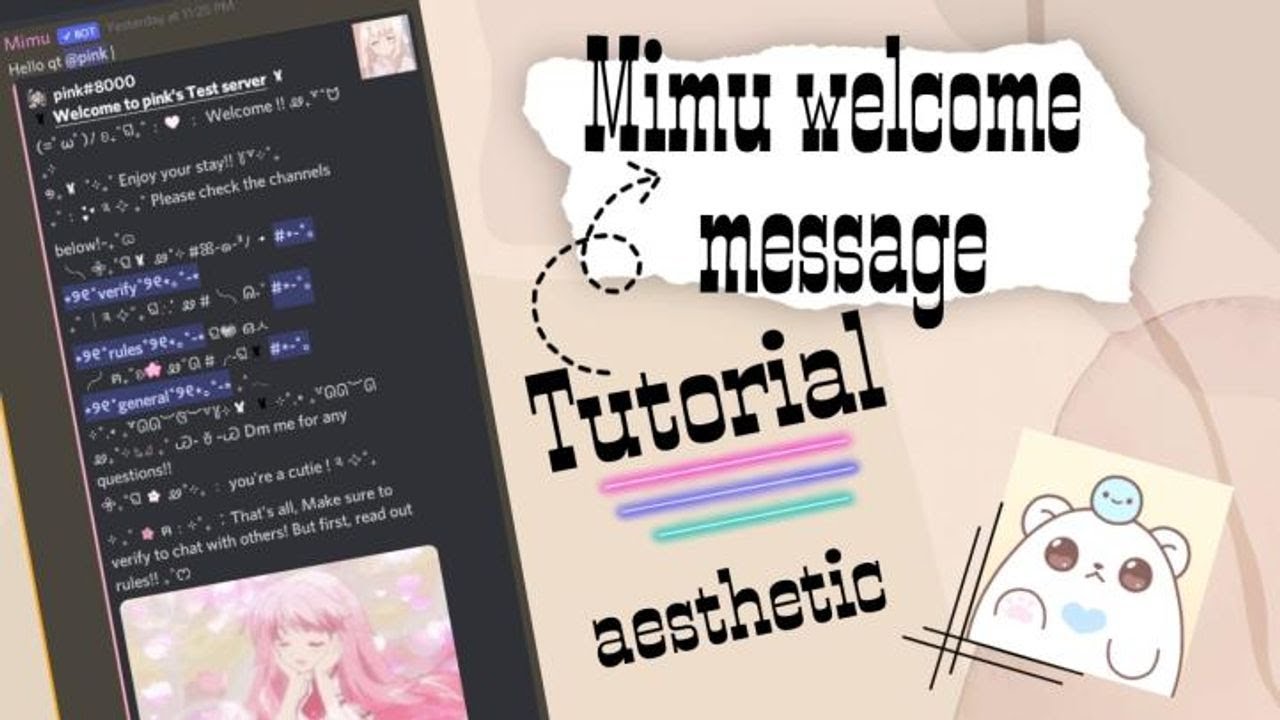 Mimu welcome message | Discord aesthetic tutorial | Pinky | outdated ...