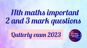 11th maths important 2 and 3 mark questions |Quarterly exam 2023
