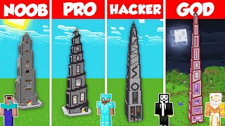 Minecraft BUILD MEGA BIG TOWERS CHALLENGE - NOOB vs PRO vs HACKER vs GOD / Animation