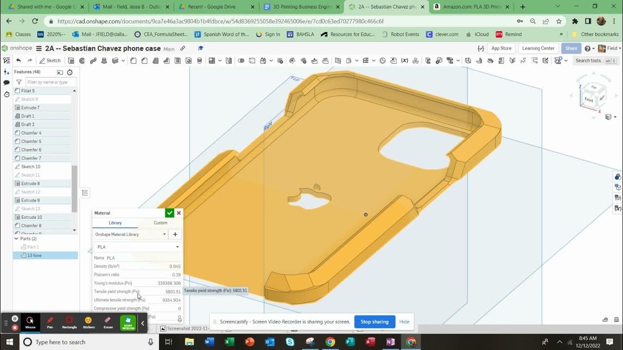 Assign material and obtain weight onshape youtube