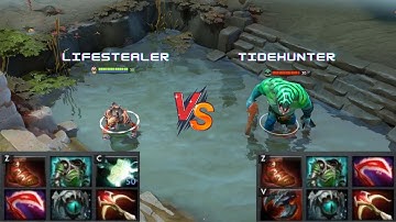 Dota 2 | Lifestealer vs Tidehunter lvl 30 | Normal Attacks Only | Full Items