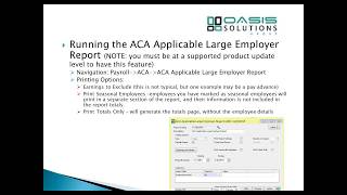 ERP: Sage 100/Sage 100c - Year End - ACA Part 2 - Applicable Large Employer Report