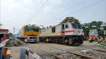 Furious Train Crossing : Puri - Kamakhya Express Extremely Aggressive Crossing Emu Local At Railgate
