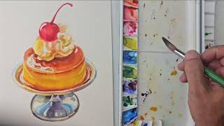 水彩畫甜點How to paint a dessert with watercolor