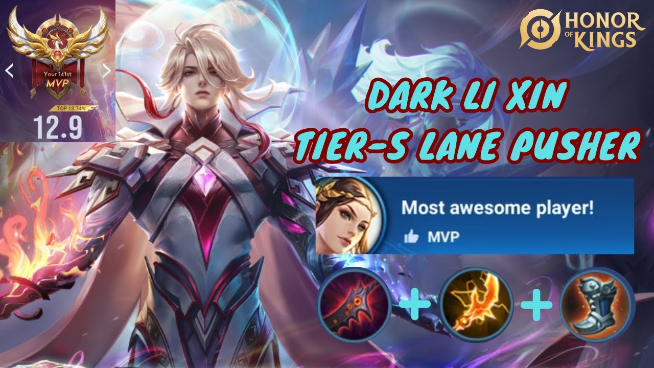 MVP Dark Li Xin VS Arthur| Easily Melt Tanks Like Butter| Honor of Kings Dark Li Xin Build & Guide