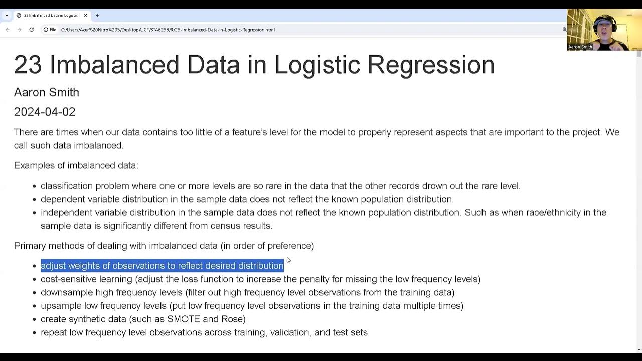 23 imbalanced data in logistic regression youtube