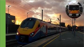 Class 222 passes West Hampstead Thameslink at sunset