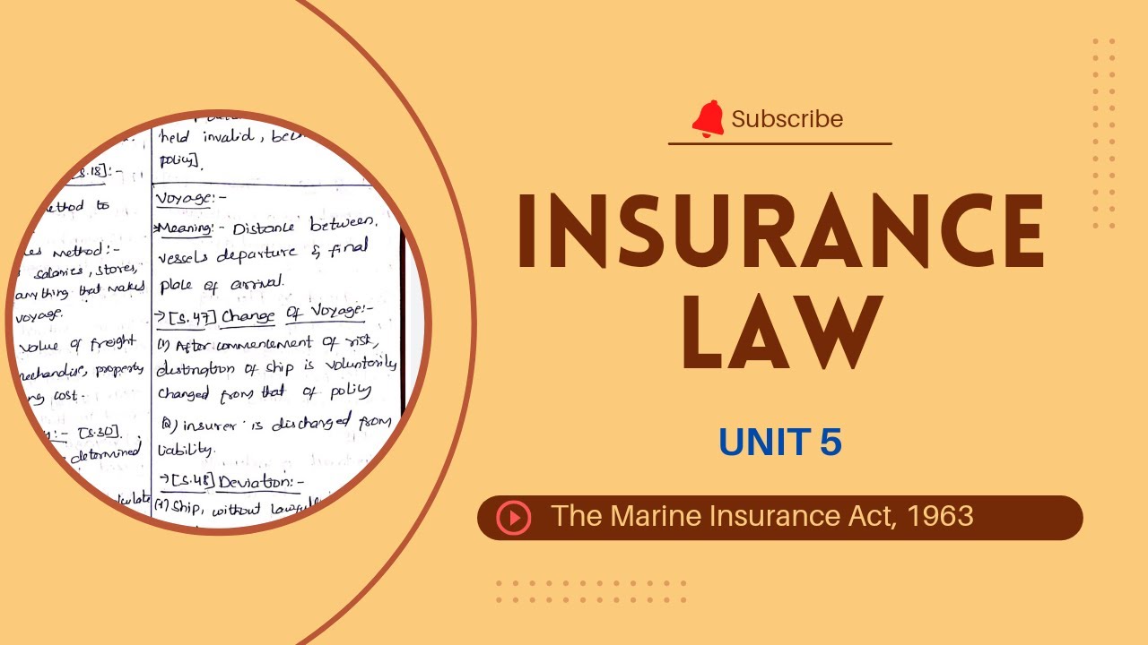 Insurance Law[UNIT 5]Part 1, The Marine Insurance Act, 1963. YouTube